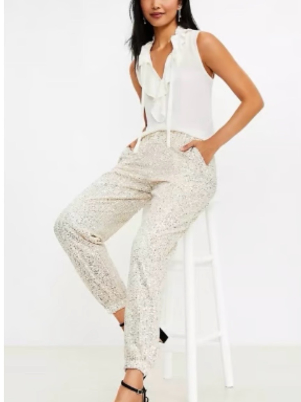 LOFT Champagne Sequin Joggers
